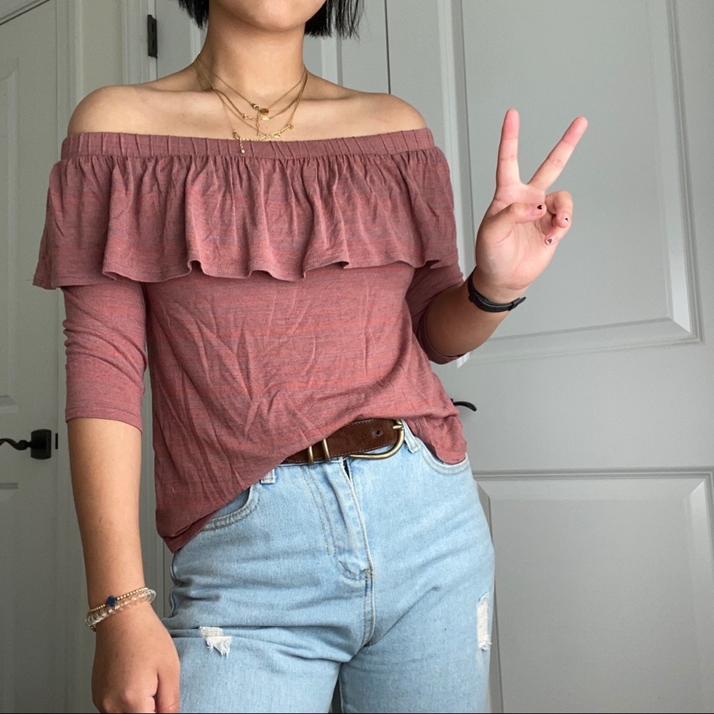 Anthropologie Off-Shoulder Ruffle Shirt